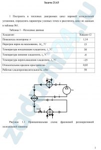 Построить в тепловых диаграммах цикл паровой холодильной установки, определить параметры узловых точек и рассчитать цикл