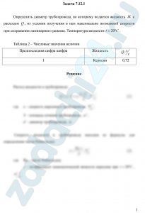 Определить диаметр трубопровода, по которому подается жидкость Ж с расходом Q, из условия получения в нем максимально возможной скорости при сохранении ламинарного режима. Температура жидкости t=20 ºC