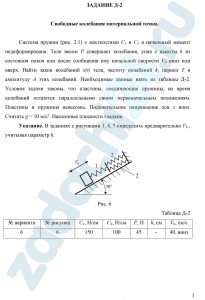 ЗАДАНИЕ Д-2 Свободные колебания материальной точки. Система пружин (рис. 2.1) с жесткостями С1 и С2 в начальный момент недеформирована. Тело весом P совершает колебания, упав с высоты h из состояния покоя или после сообщения ему начальной скорости V0 вниз или вверх. Найти закон колебаний x(t) тела