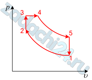Газовая трехкомпонентная смесь, имеющая состав m1, m2, m3 (в ), совершает в тепловом двигателе круговой процесс (цикл) по преобразованию теплоты в механическую работу. Ряд значений параметров состояния смеси в отдельных точках цикла задан таблично (табл. 1, 2). В цикле предполагается, что: 1) процессы (2→3) и (5→1) - изохорные, (3→4) изобарный, (1→2) и (4→5) -политропные; 2) если по условиям варианта р2=р3 или р5=р1, то в цикле отсутствуют, соответственно, процессы (2→3) и (5→1); 3) при T=const политропный процесс превращается в изотермический (n=1); 4) если по результатам расчетов n=k (показатель политропы равен показателю адиабаты), то политропный процесс рассчитывается как адиабатный (dq=0). Требуется 1) Определить удельную газовую постоянную смеси и её «кажущуюся» молекулярную массу. 2) Определить коэффициент полезного действия цикла. 3) Определить коэффициент полезного действия цикла Карно в интервале температур цикла (от Tmax до Tmin). 4) Построить цикл в p-υ и T-s диаграммах (с расчетом 2х - 3х промежуточных точек в каждом процессе). Контрольные вопросы 1. Сформулируйте и запишите основные законы, которым подчиняется идеальная газовая смесь. 2. Напишите аналитическое выражение Первого закона термодинамики для каждого процесса рассчитанного Вами цикла.