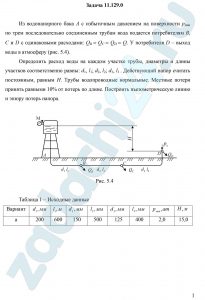 Из водонапорного бака А с избыточным давлением на поверхности рман  по трем последовательно соединенным трубам вода подается потребителям В, С и D с одинаковыми расходами: QB = QC = QD = Q. У потребителя D – выход воды в атмосферу