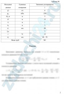 Вода при температуре t нагнетается насосом из колодца в водонапорную башню по вертикальному трубопроводу переменного сечения. До крана на первом участке диаметр нагнетательного трубопровода d1, после крана на втором участке d2