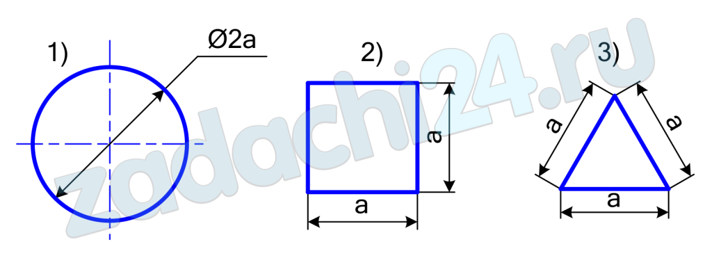 Определите, какое значение гидравлического радиуса R соответствует каждой из представленных на рисунке форм нормального сечения жидкости.