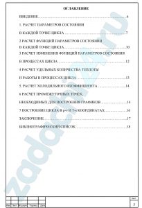 . Расчет функций параметров состояния в каждой точке цикла.