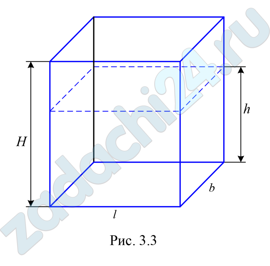 Определить силу избыточного давления воды на боковую (варианты 1, 5, 7, 8) и переднюю (варианты 2, 3, 4, 6) стенку сосуда.