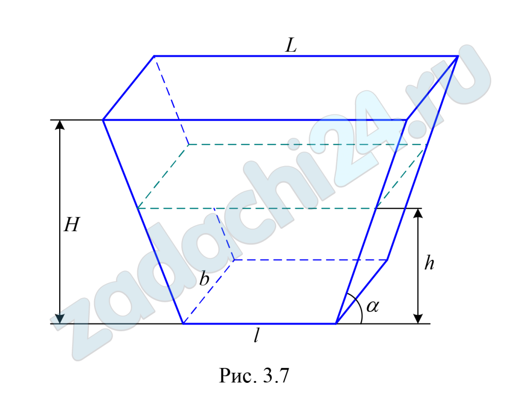 Определить силу избыточного давления воды на боковую (варианты 1, 5, 7, 8) и переднюю (варианты 2, 3, 4, 6) стенку сосуда.
