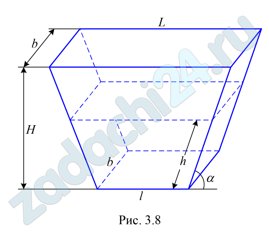 Определить силу избыточного давления воды на боковую (варианты 1, 5, 7, 8) и переднюю (варианты 2, 3, 4, 6) стенку сосуда.