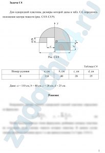 Для однородной пластины, размеры которой даны в табл. С4, определить положение центра тяжести (рис. С4.0–С4.9). ДВГУПС